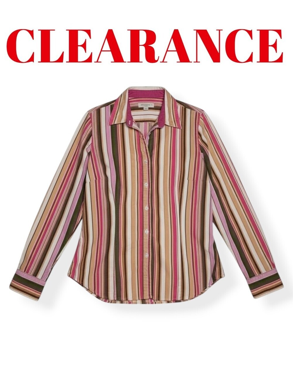 IZOD Corduroy Shirt Multicolor Stripe Button Down Warm Cozy Retro LG - NO OFFERS